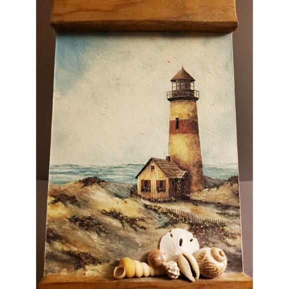 Sherry Masters Lighthouse print with real shells accents - Picture 3 of 3